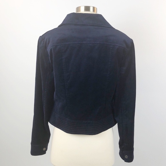Chico's Dark Blue Velvet Blazer Jacket Size 1 Medium - Picture 4 of 8